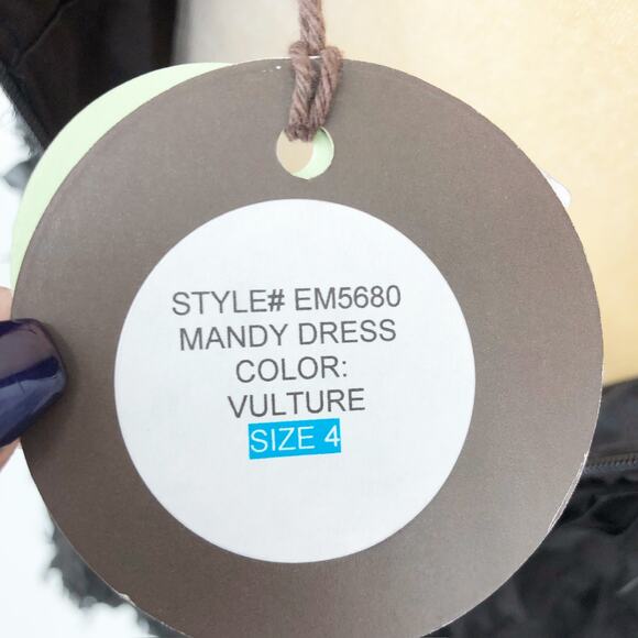 EVA FRANCO Anthro Mandy Mini Dress 4 Black Vulture Fringe Mesh V Neck NWT - Picture 8 of 10